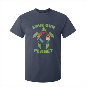 Retro Earth Day T Shirt For Kid Save Our Planet Sea Turtle Recycle Ocean Environment