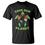 Retro Earth Day T Shirt Save Our Planet Sea Turtle Recycle Ocean Environment