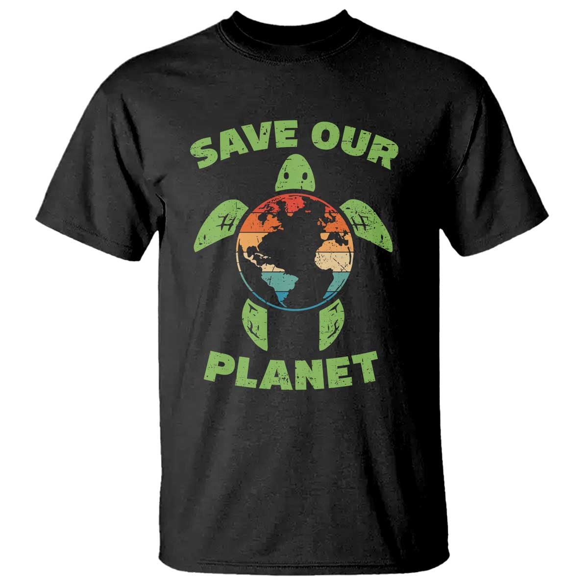 Retro Earth Day T Shirt Save Our Planet Sea Turtle Recycle Ocean Environment