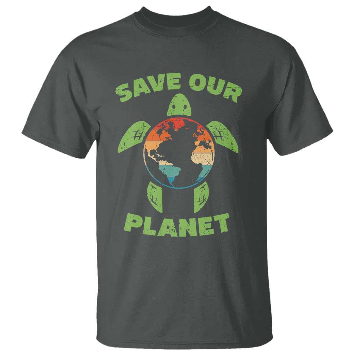 Retro Earth Day T Shirt Save Our Planet Sea Turtle Recycle Ocean Environment