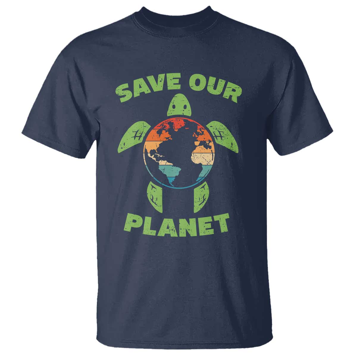 Retro Earth Day T Shirt Save Our Planet Sea Turtle Recycle Ocean Environment