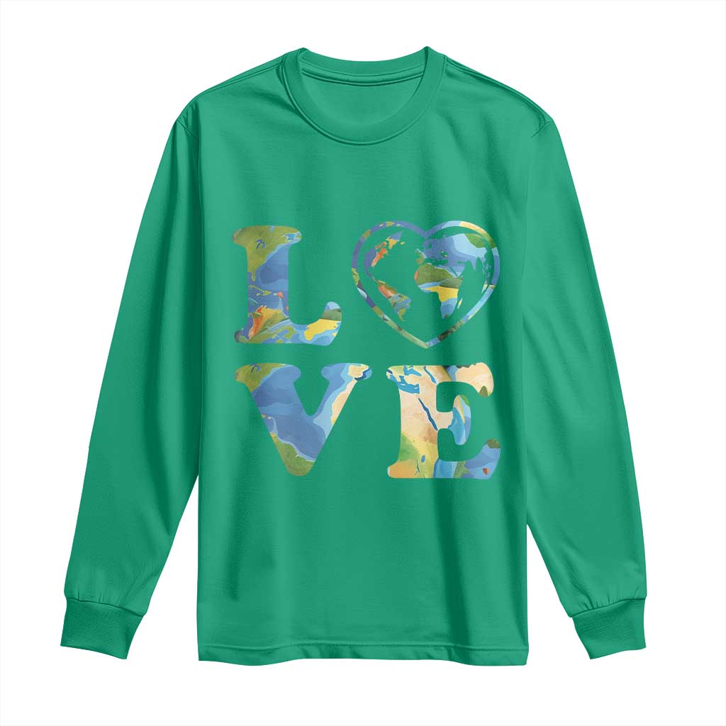 Earth Day Long Sleeve Shirt Heart Environmental Nature Recycling Lovers