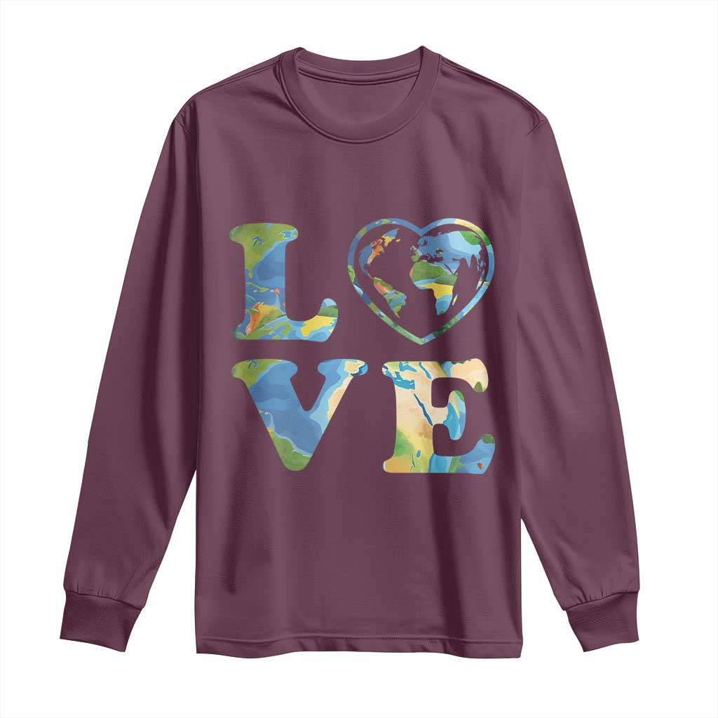 Earth Day Long Sleeve Shirt Heart Environmental Nature Recycling Lovers