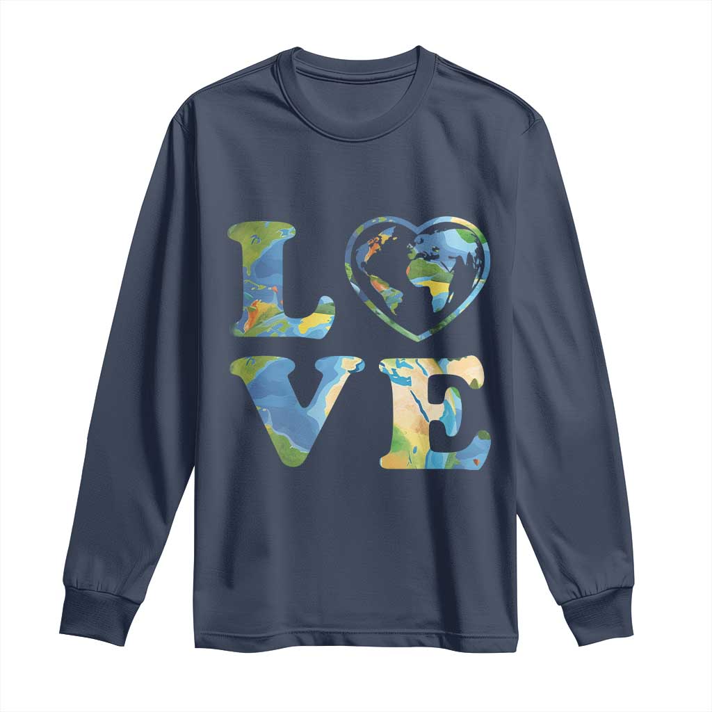 Earth Day Long Sleeve Shirt Heart Environmental Nature Recycling Lovers