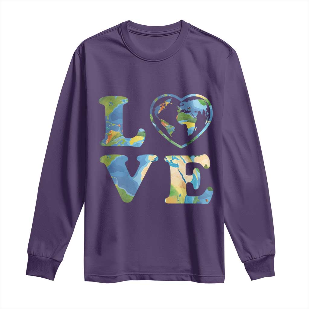 Earth Day Long Sleeve Shirt Heart Environmental Nature Recycling Lovers