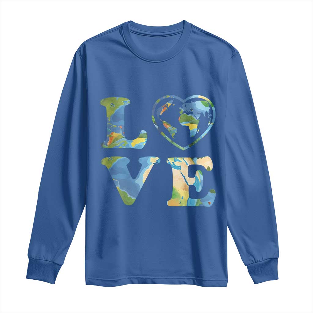Earth Day Long Sleeve Shirt Heart Environmental Nature Recycling Lovers