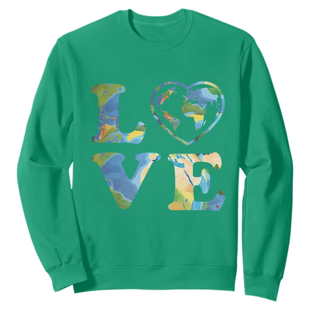 Earth Day Sweatshirt Heart Environmental Nature Recycling Lovers
