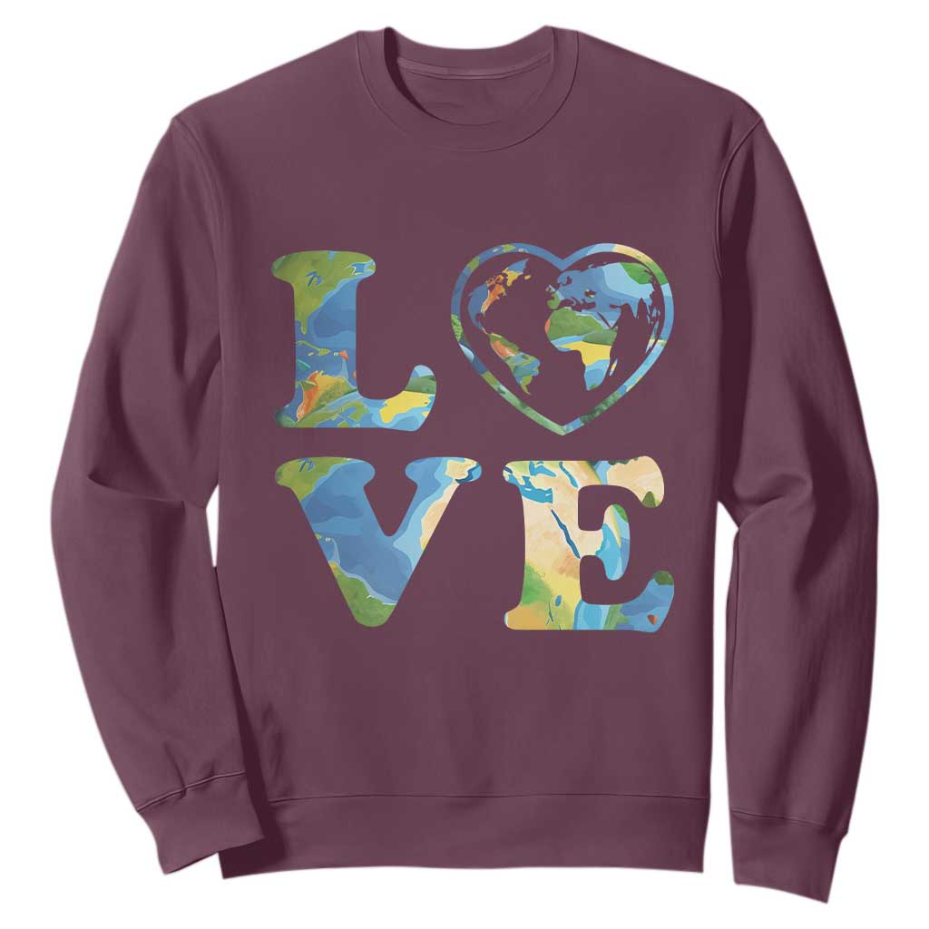 Earth Day Sweatshirt Heart Environmental Nature Recycling Lovers