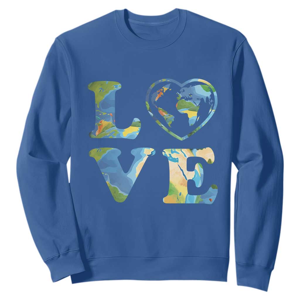 Earth Day Sweatshirt Heart Environmental Nature Recycling Lovers