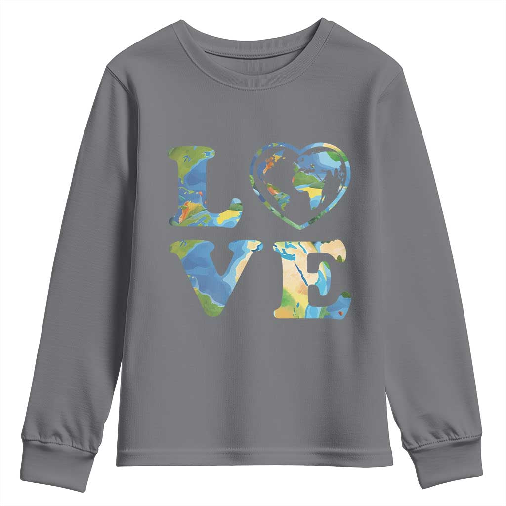 Earth Day Youth Sweatshirt Heart Environmental Nature Recycling Lovers