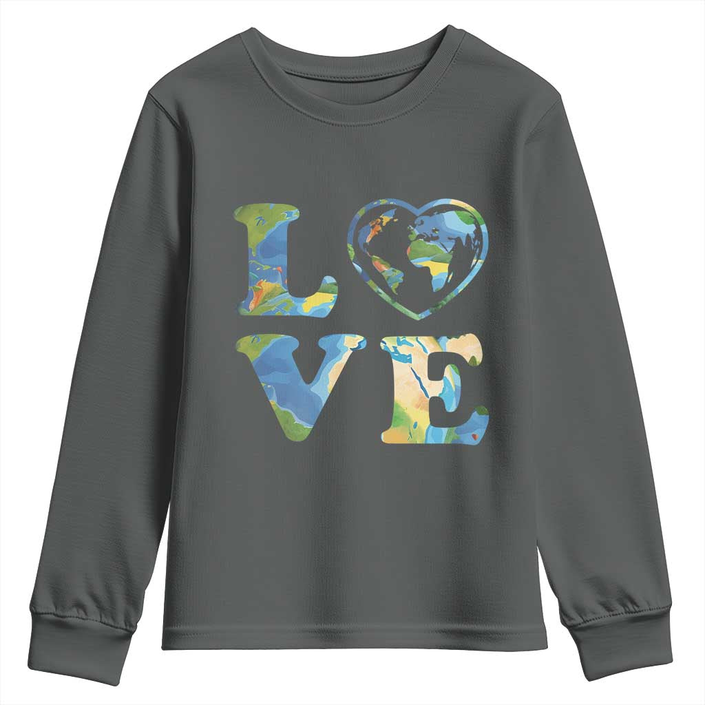 Earth Day Youth Sweatshirt Heart Environmental Nature Recycling Lovers