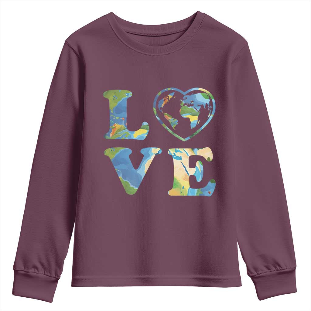 Earth Day Youth Sweatshirt Heart Environmental Nature Recycling Lovers