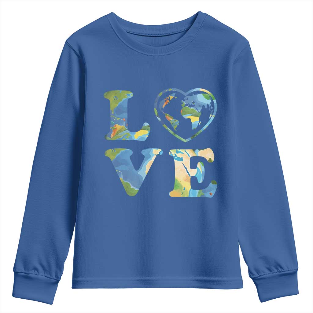 Earth Day Youth Sweatshirt Heart Environmental Nature Recycling Lovers