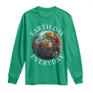 Earth Day Everyday Long Sleeve Shirt With Floral Nature Lover Climate Change
