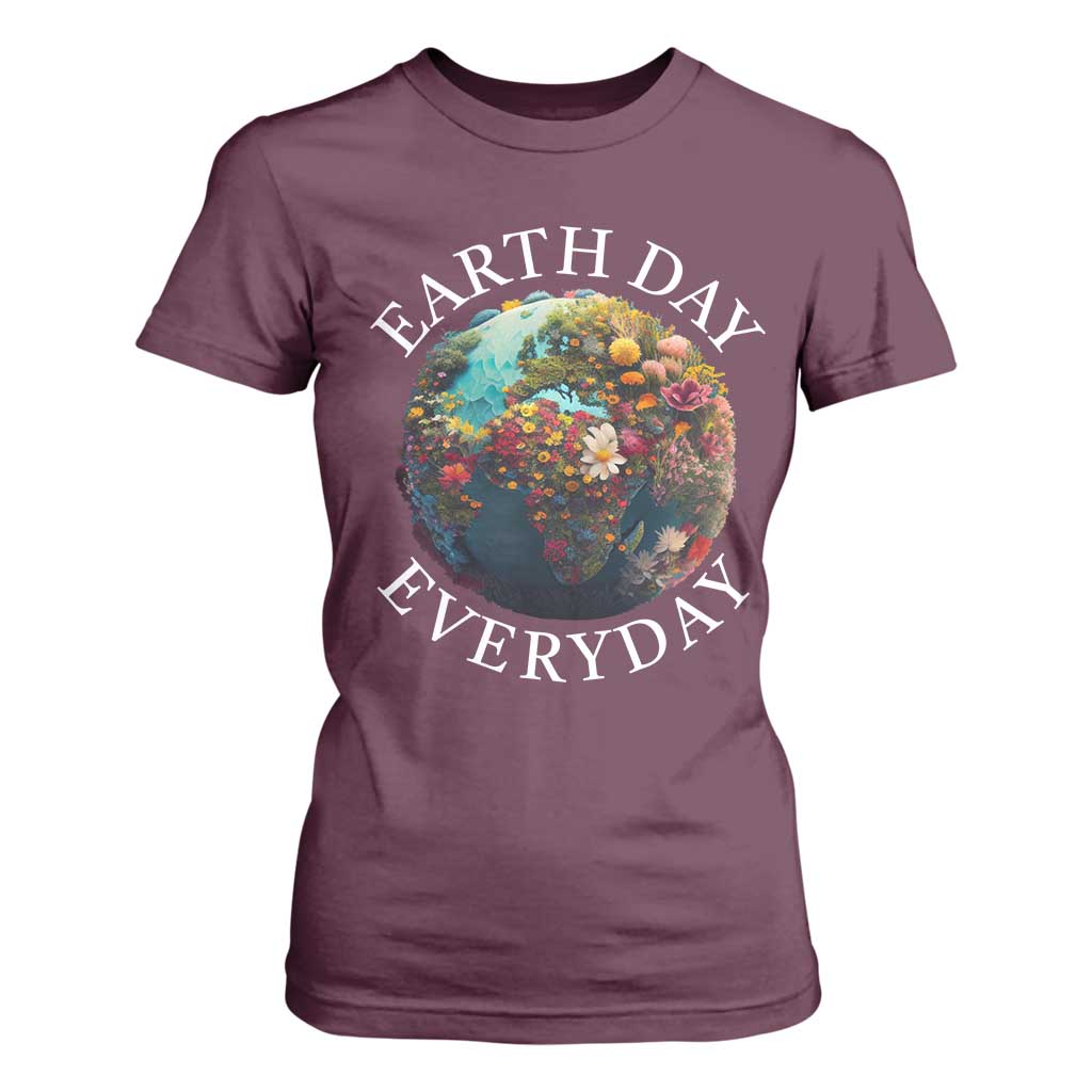 Earth Day Everyday T Shirt For Women With Floral Nature Lover Climate Change