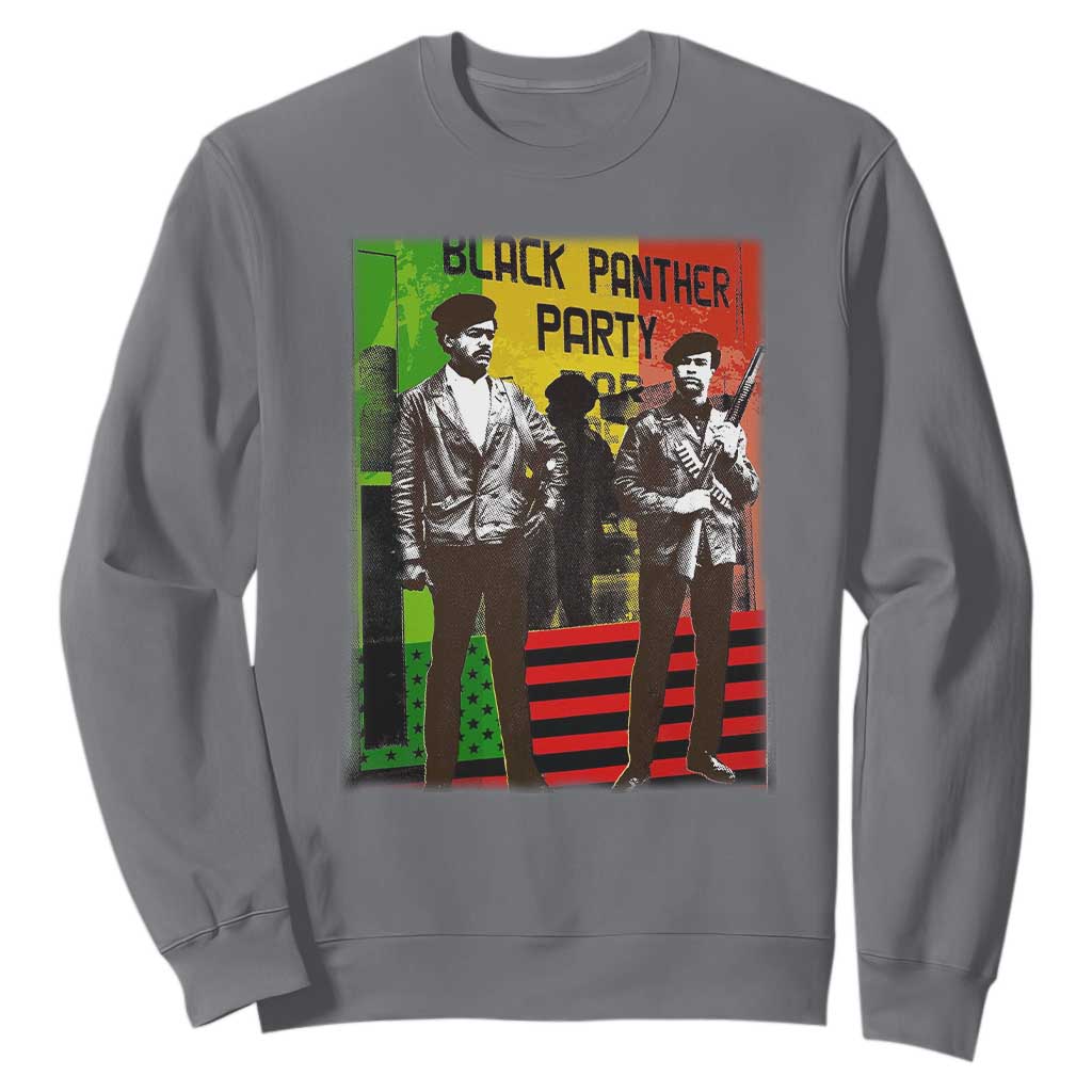 Vintage Black Panther Party Sweatshirt Black History Self Defense Huey Newton Bobby Seale