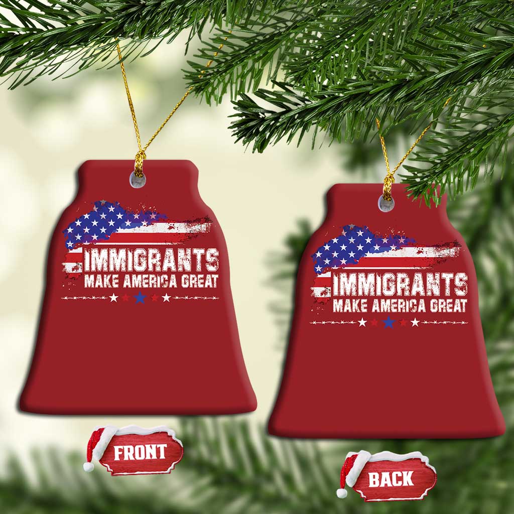 Immigrants Make America Great Christmas Ornament American Flag Pro Immigration - African Pride