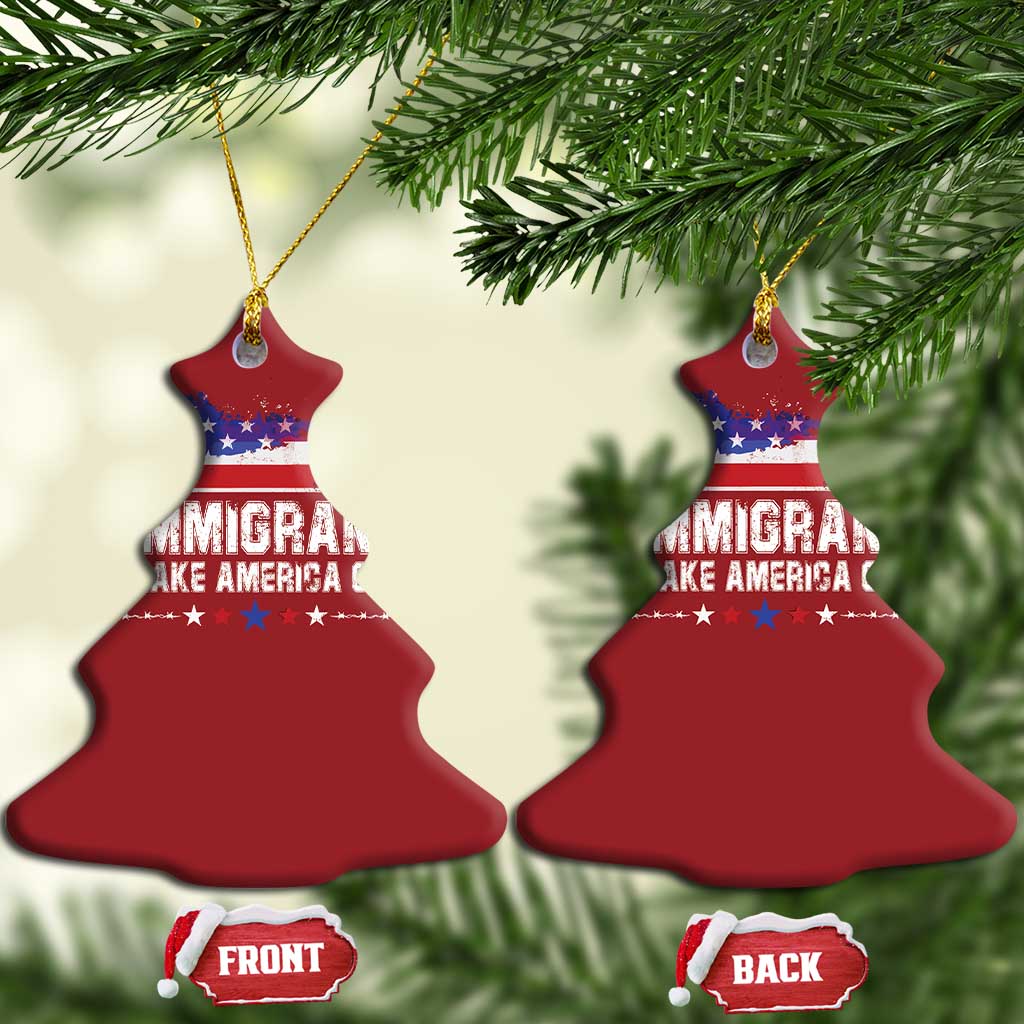Immigrants Make America Great Christmas Ornament American Flag Pro Immigration - African Pride