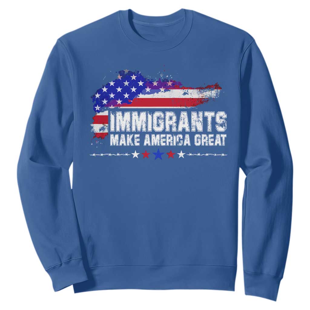 Immigrants Make America Great Sweatshirt American Flag Pro Immigration - African Pride