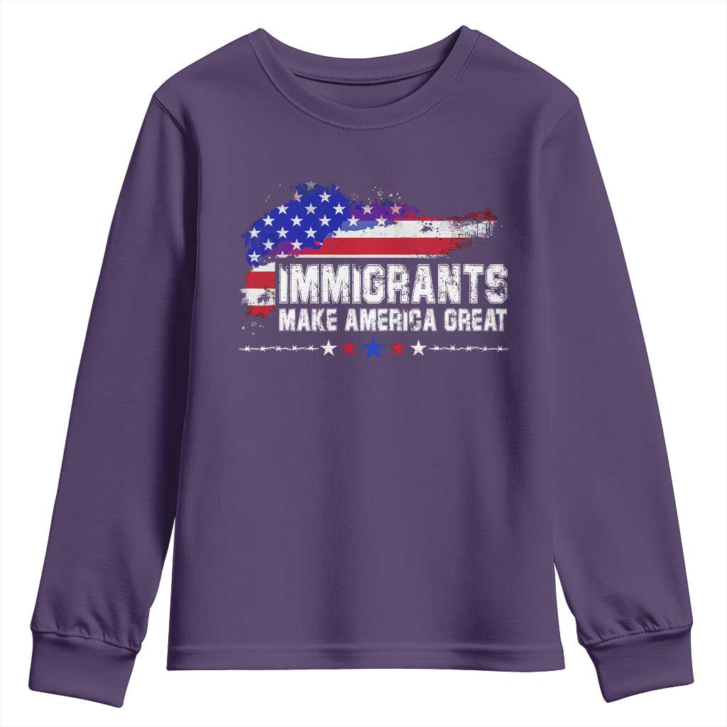 Immigrants Make America Great Youth Sweatshirt American Flag Pro Immigration - African Pride