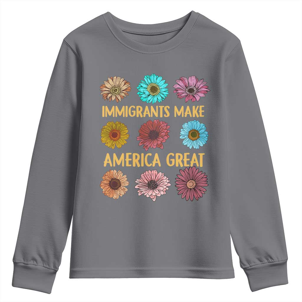 Immigrants Make America Great Youth Sweatshirt Political Progressive Pro Immigration Wildflower Gift - African Pride