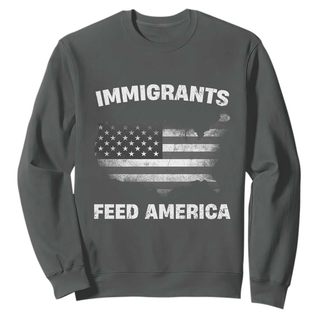 Immigrants Feed America Sweatshirt Grunge US Flag - African Pride