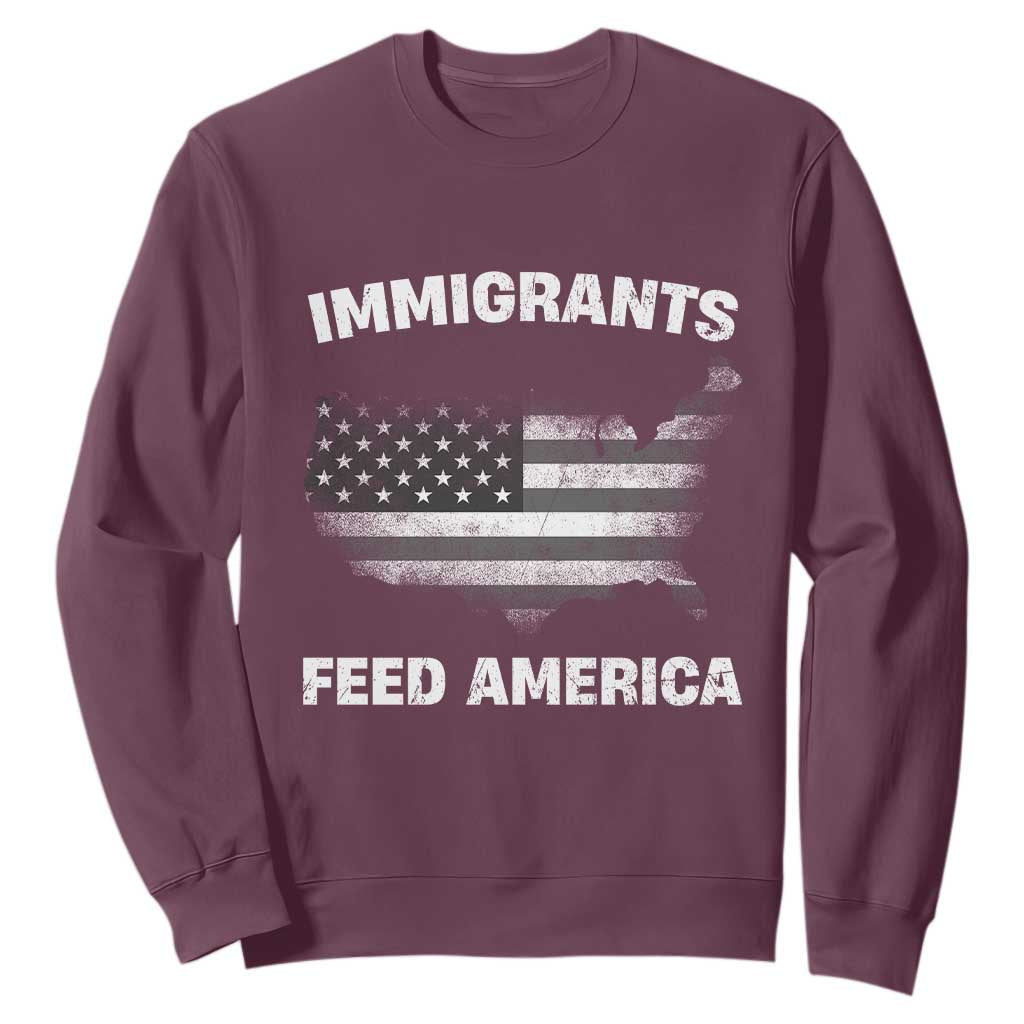 Immigrants Feed America Sweatshirt Grunge US Flag - African Pride