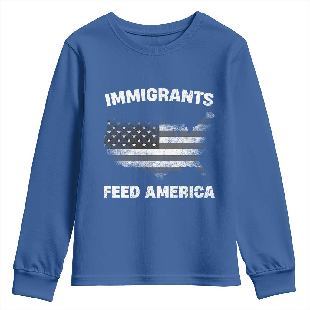 Immigrants Feed America Youth Sweatshirt Grunge US Flag - African Pride