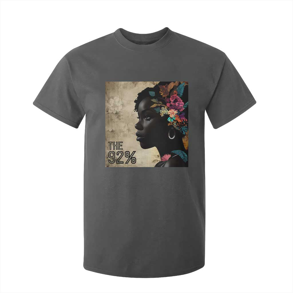 The 92% Black Women Power T Shirt For Kid 92 Percent Floral Melanin Girls - African Pride