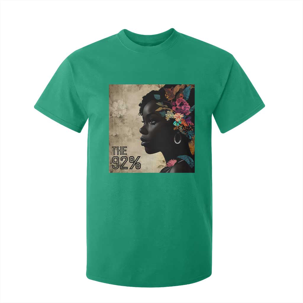 The 92% Black Women Power T Shirt For Kid 92 Percent Floral Melanin Girls - African Pride