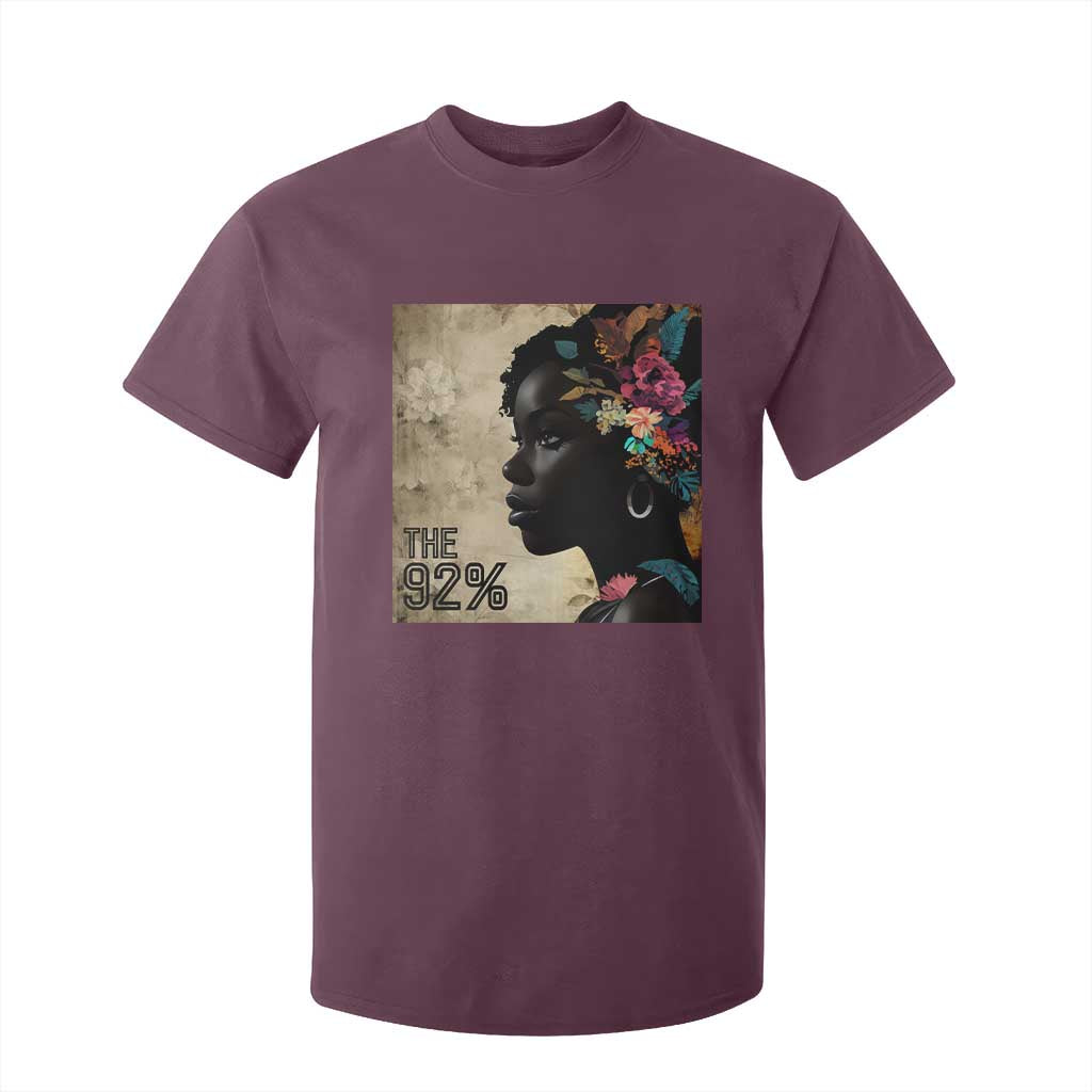 The 92% Black Women Power T Shirt For Kid 92 Percent Floral Melanin Girls - African Pride
