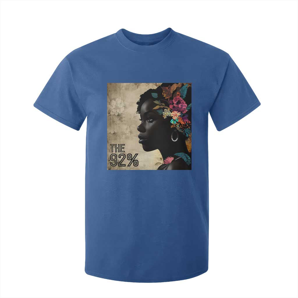 The 92% Black Women Power T Shirt For Kid 92 Percent Floral Melanin Girls - African Pride