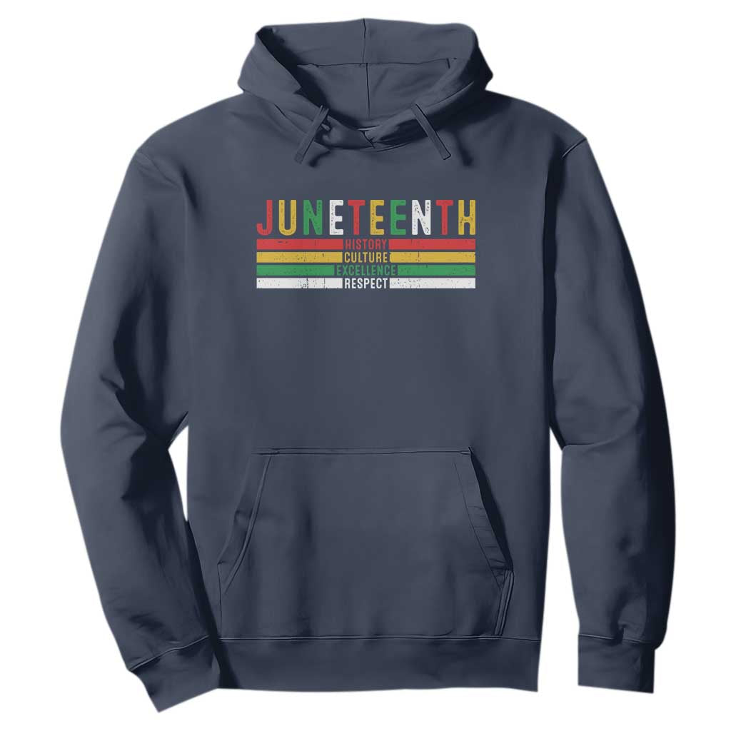 Juneteenth Hoodie Black History Culture Excellence Respect Retro Vintage