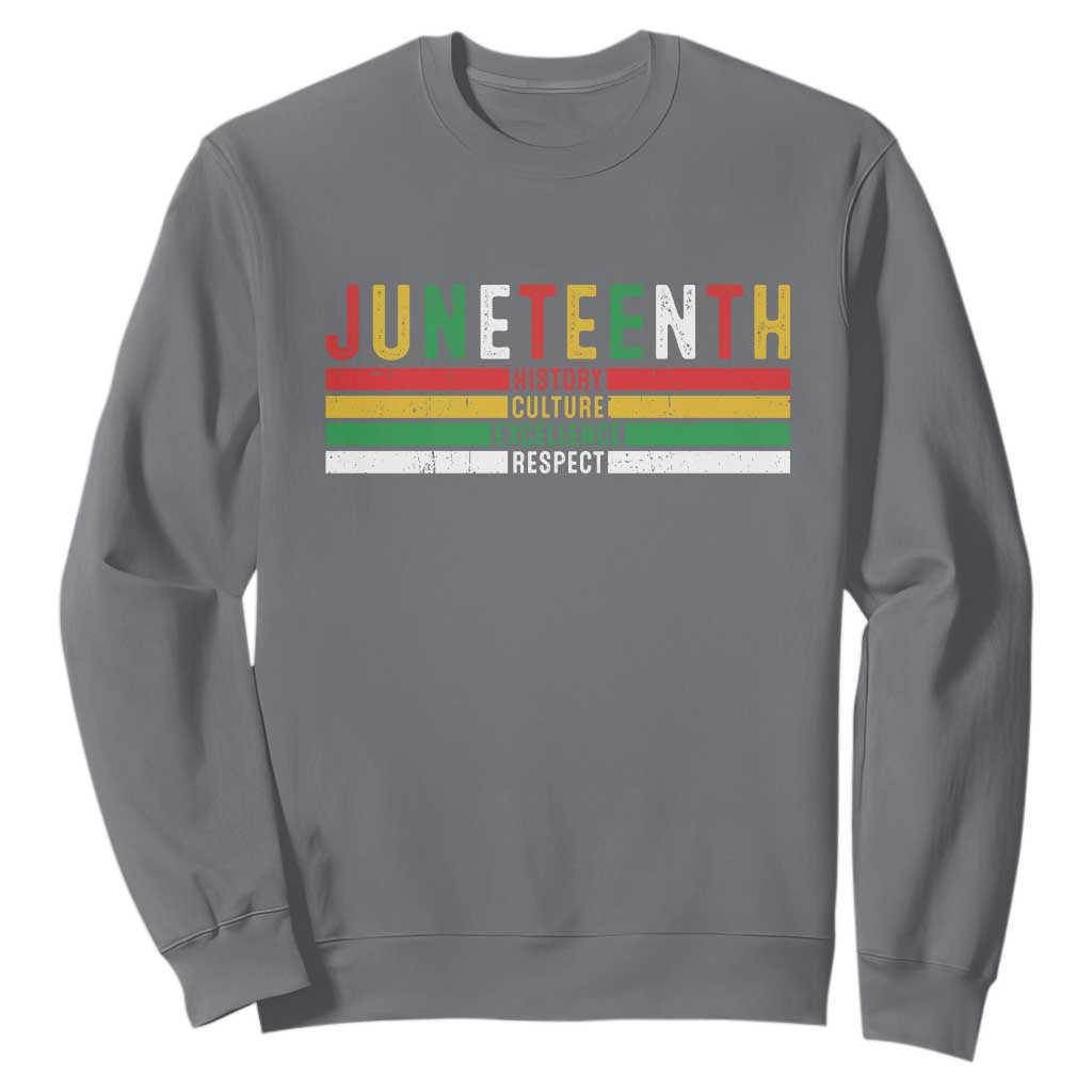 Juneteenth Sweatshirt Black History Culture Excellence Respect Retro Vintage