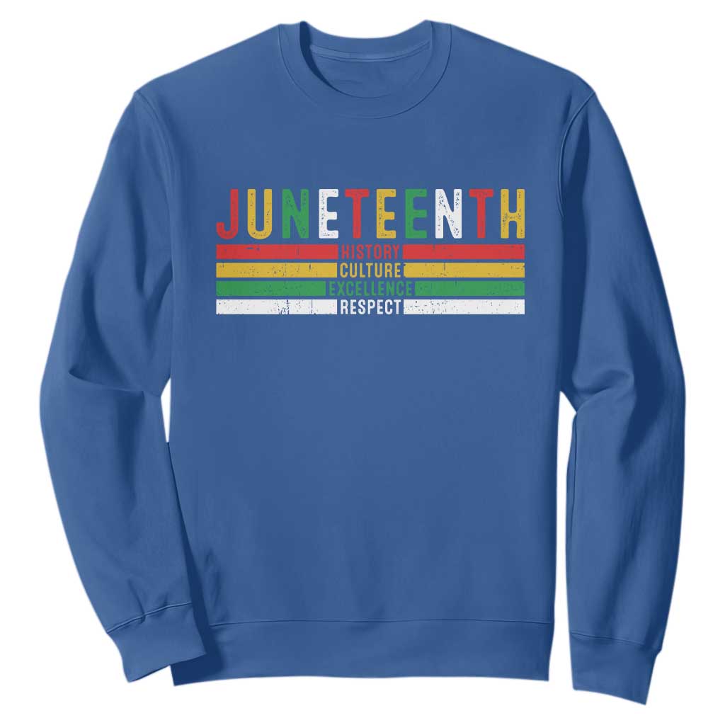 Juneteenth Sweatshirt Black History Culture Excellence Respect Retro Vintage
