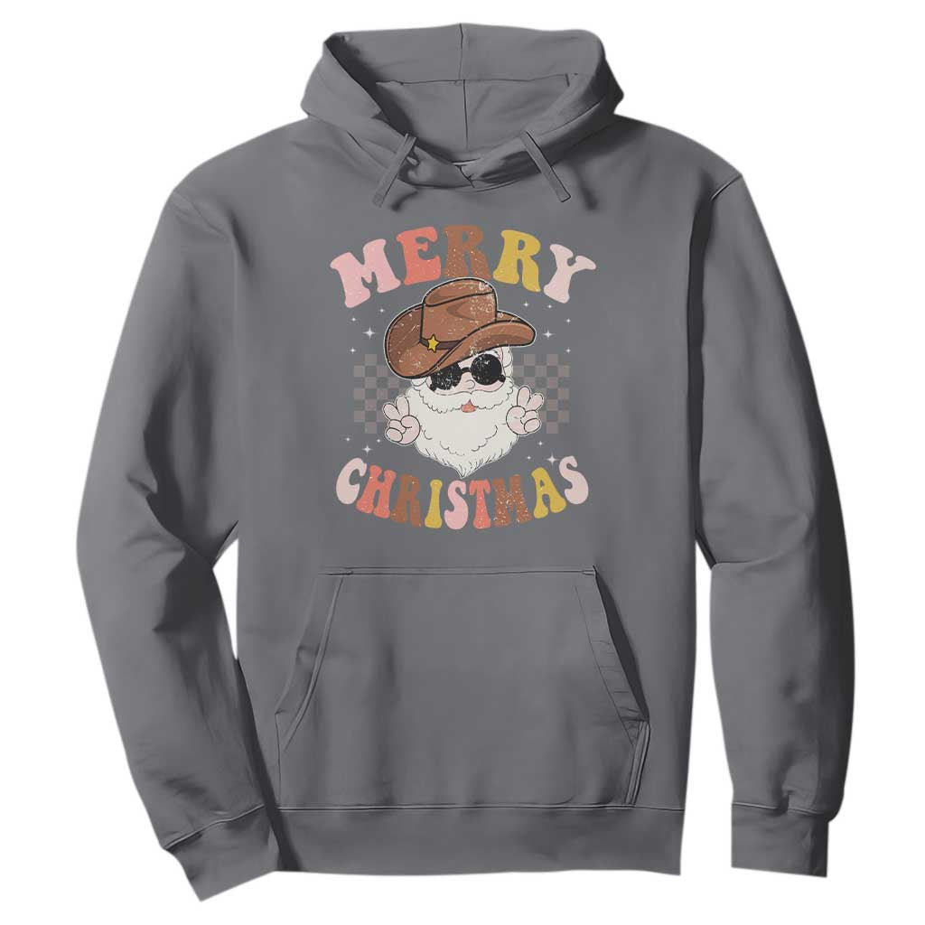 Christmas Cowboy Hoodie Vintage 90s Western Groovy Santa Claus Xmas Vibes - African Pride