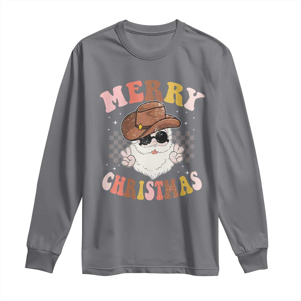 Christmas Cowboy Long Sleeve Shirt Vintage 90s Western Groovy Santa Claus Xmas Vibes - African Pride