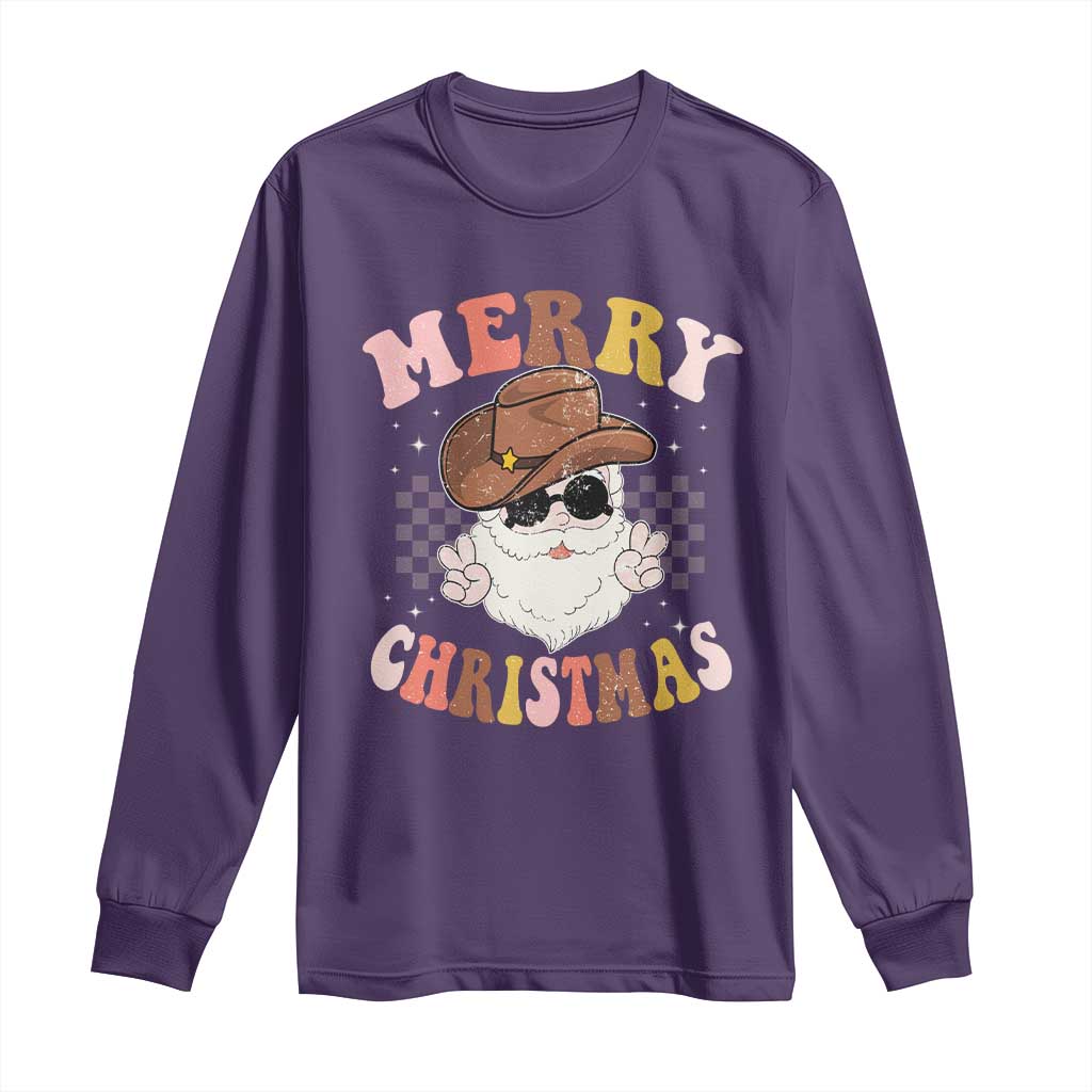 Christmas Cowboy Long Sleeve Shirt Vintage 90s Western Groovy Santa Claus Xmas Vibes - African Pride
