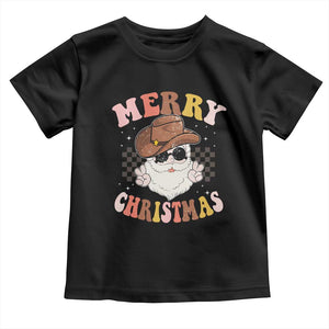 Christmas Cowboy Toddler T Shirt Vintage 90s Western Groovy Santa Claus Xmas Vibes - African Pride