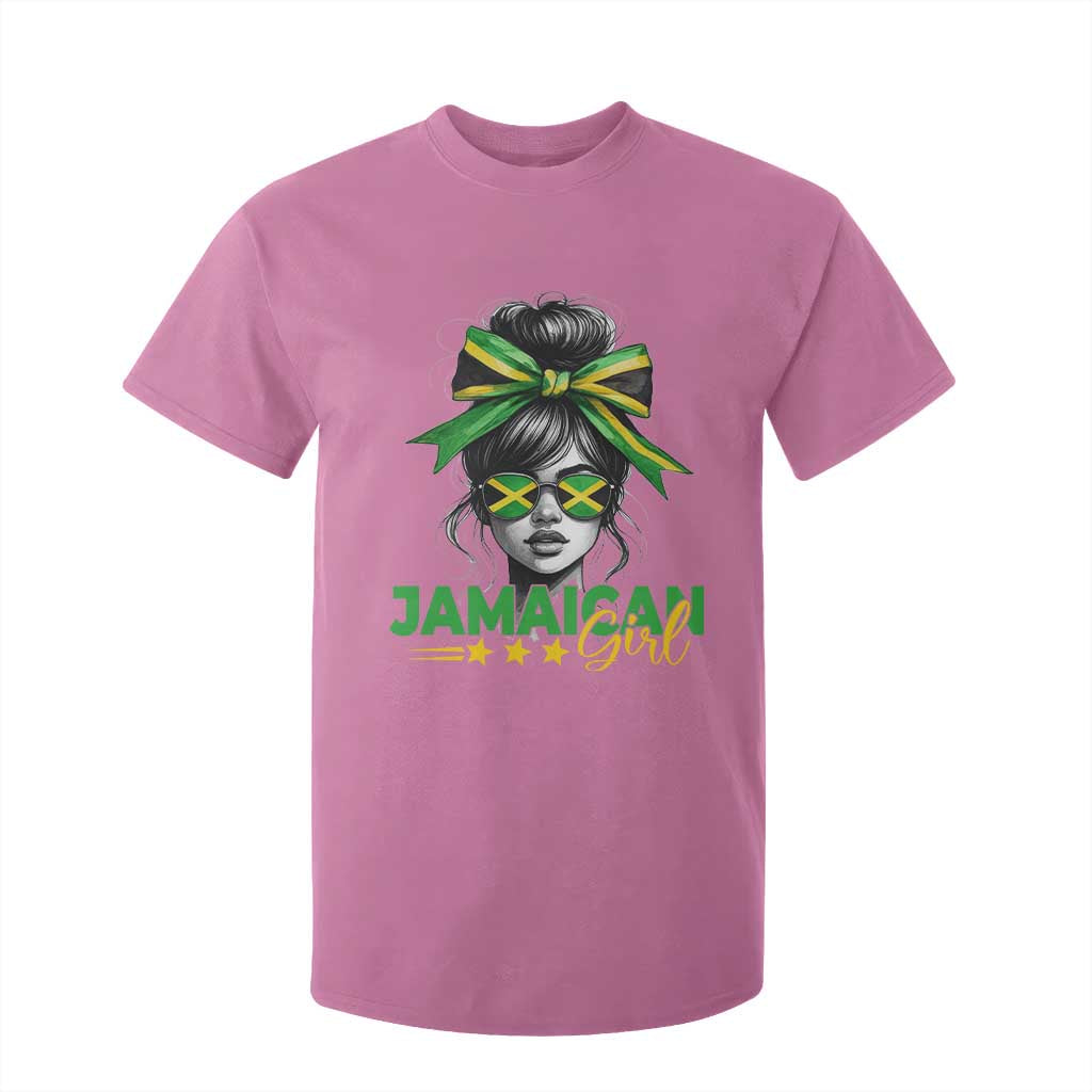 Proud Jamaican Girl T Shirt For Kid Jamaica Messy Bun Retro Vintage Jamaican Flag - African Pride