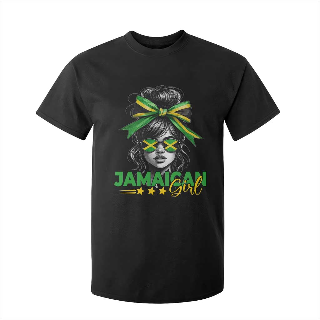 Proud Jamaican Girl T Shirt For Kid Jamaica Messy Bun Retro Vintage Jamaican Flag - African Pride