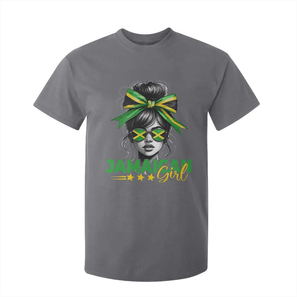 Proud Jamaican Girl T Shirt For Kid Jamaica Messy Bun Retro Vintage Jamaican Flag - African Pride