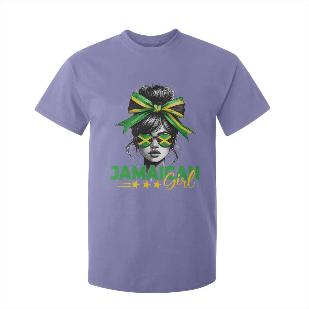 Proud Jamaican Girl T Shirt For Kid Jamaica Messy Bun Retro Vintage Jamaican Flag - African Pride