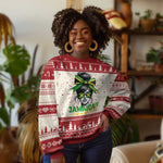 Proud Jamaican Girl Knit Sweatshirt Jamaica Messy Bun Retro Vintage Jamaican Flag - African Pride