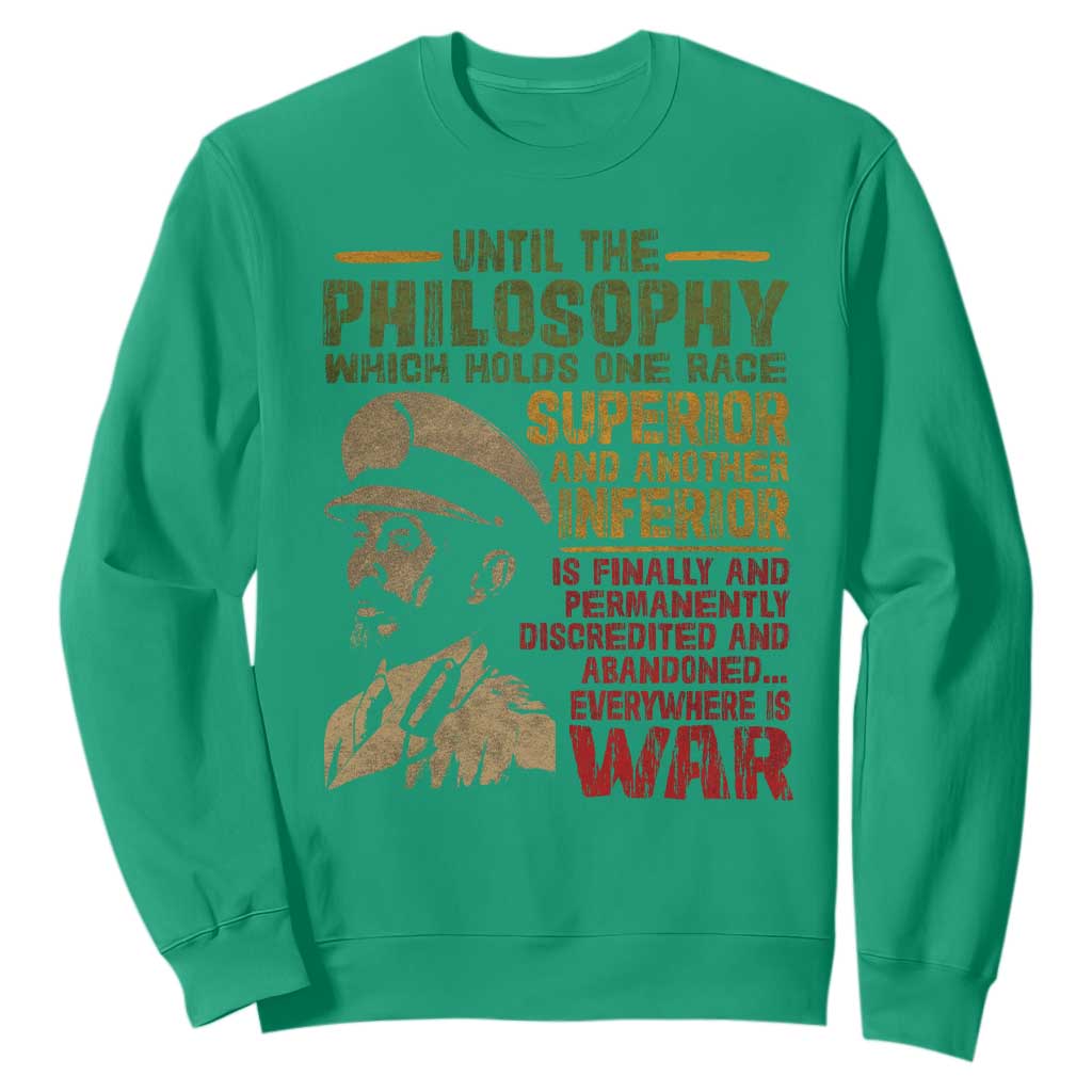 Haile Selassie Sweatshirt War Speech Lion of Judah Rasta Jah Bless - African Pride