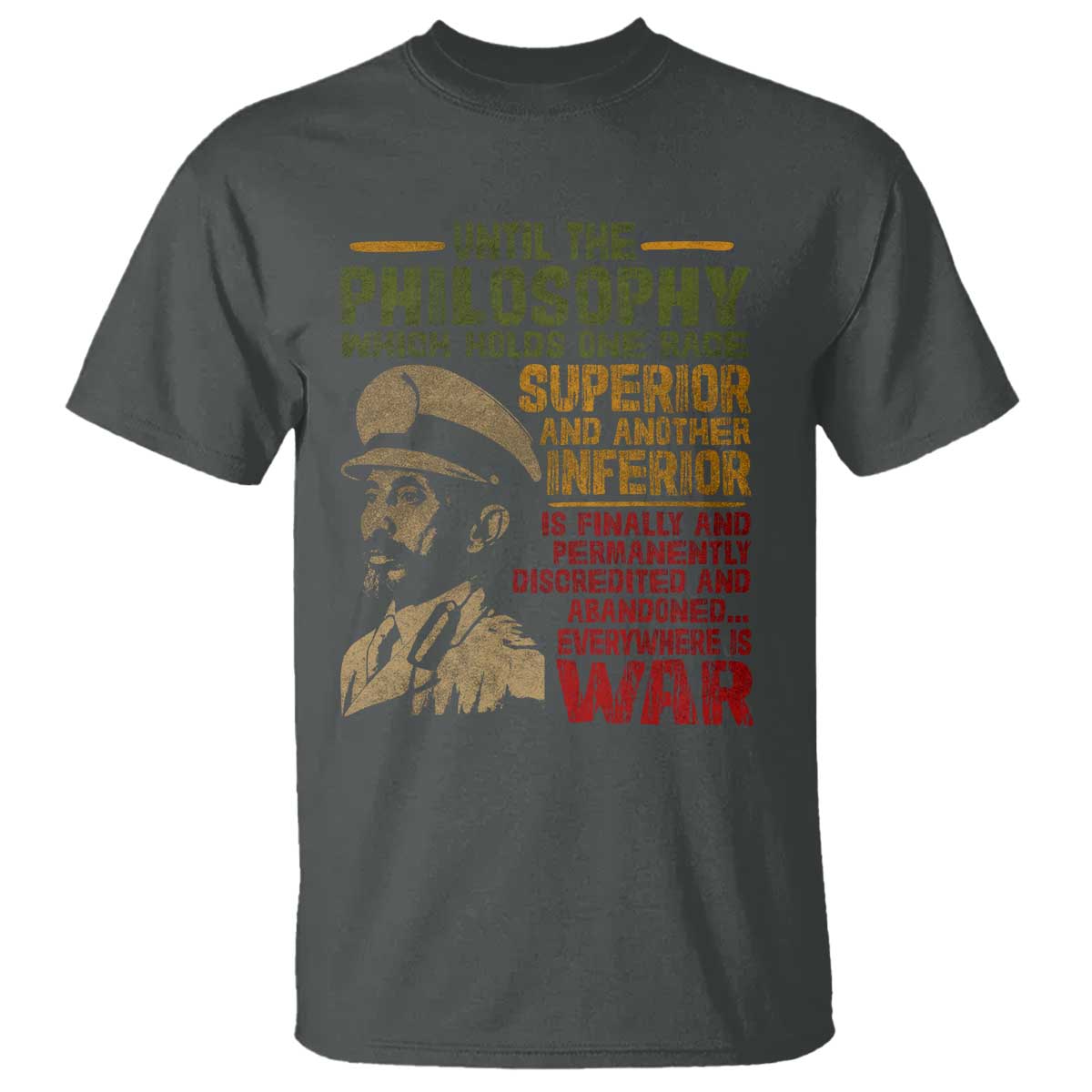 Haile Selassie T Shirt War Speech Lion of Judah Rasta Jah Bless - African Pride