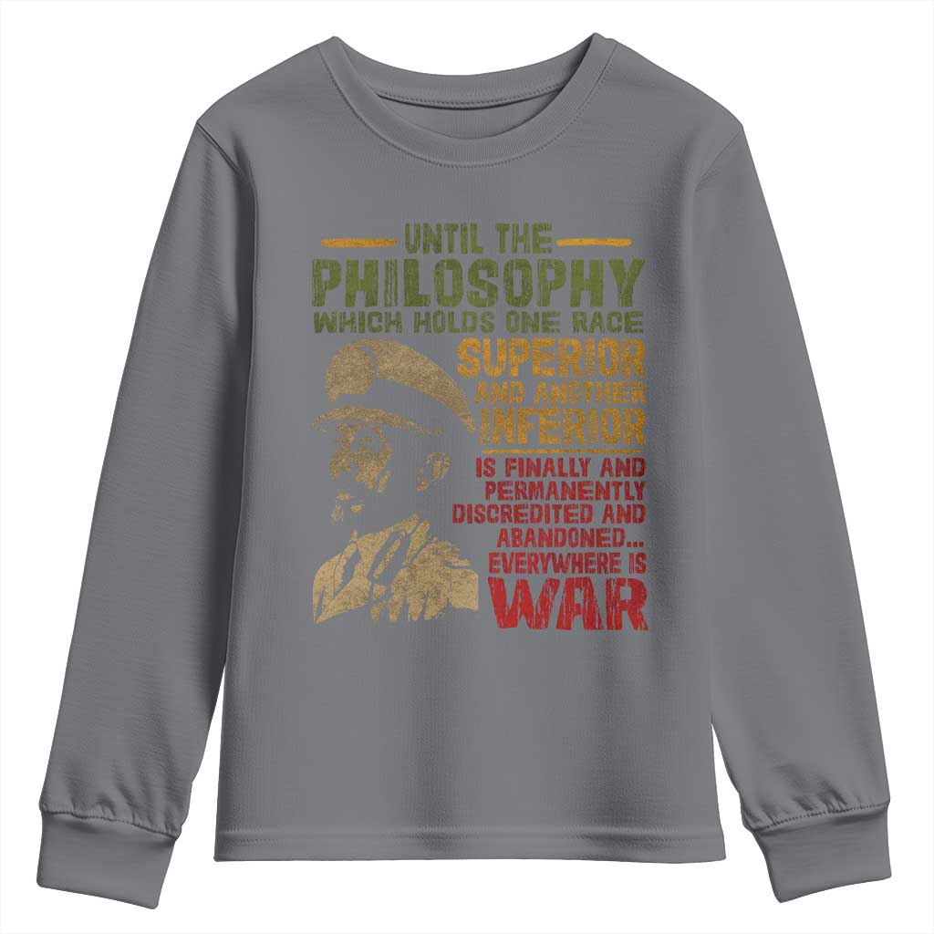 Haile Selassie Youth Sweatshirt War Speech Lion of Judah Rasta Jah Bless - African Pride