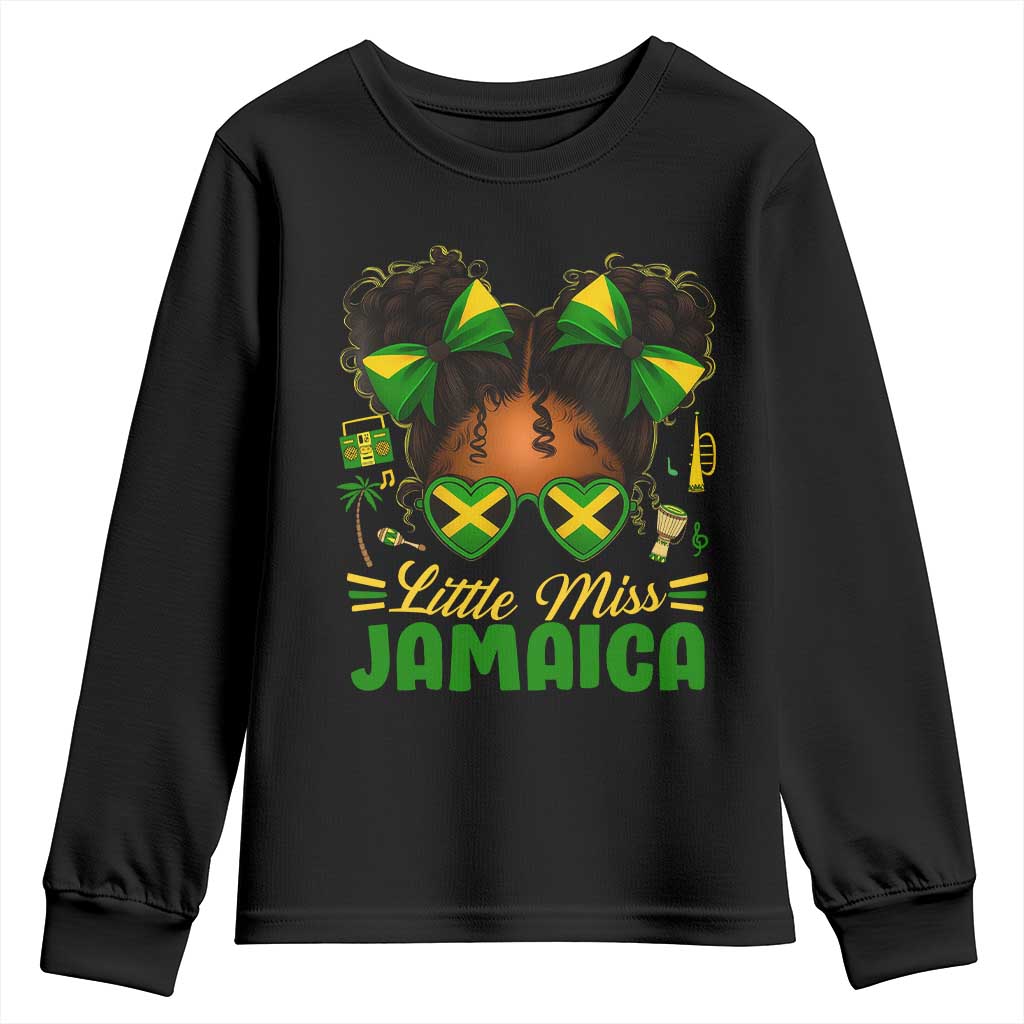 Little Miss Jamaica Youth Sweatshirt Proud Jamaican Afro Black Girls Jamaica Flag Pride - African Pride