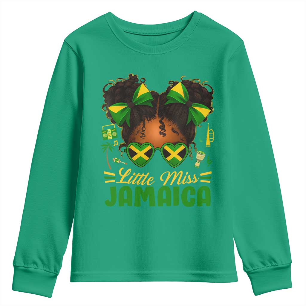 Little Miss Jamaica Youth Sweatshirt Proud Jamaican Afro Black Girls Jamaica Flag Pride - African Pride