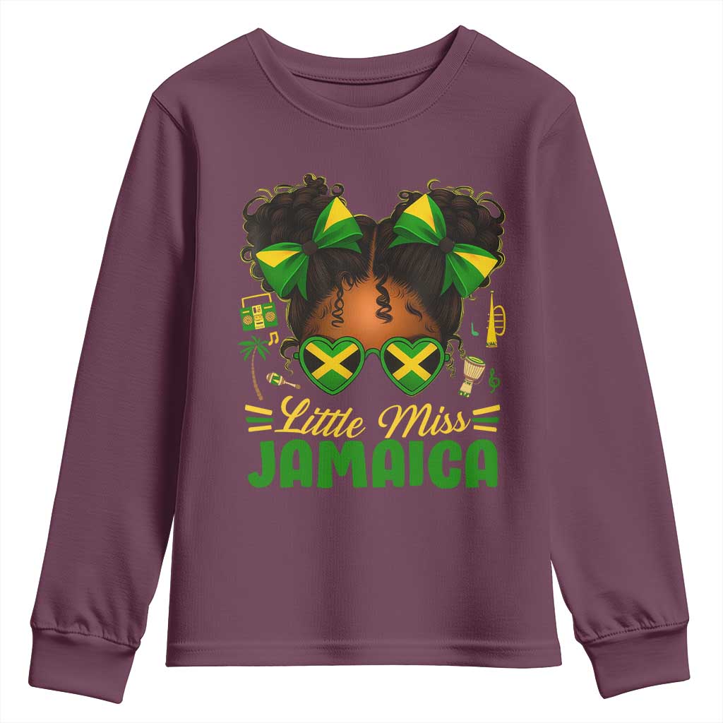 Little Miss Jamaica Youth Sweatshirt Proud Jamaican Afro Black Girls Jamaica Flag Pride - African Pride